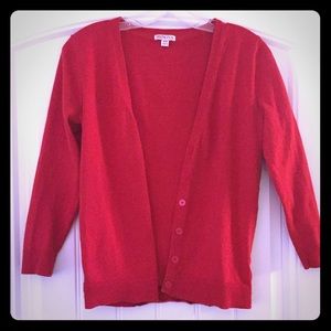 Red cardigan